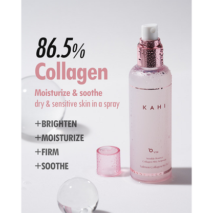 Wrinkle Bounce Collagen Mist Ampoule, Salmon Collagen Infused Face Mist, Long Lasting Hydration Anti Fine Line Firming Spray, On The Go Makeup Setting Korean Skin Care